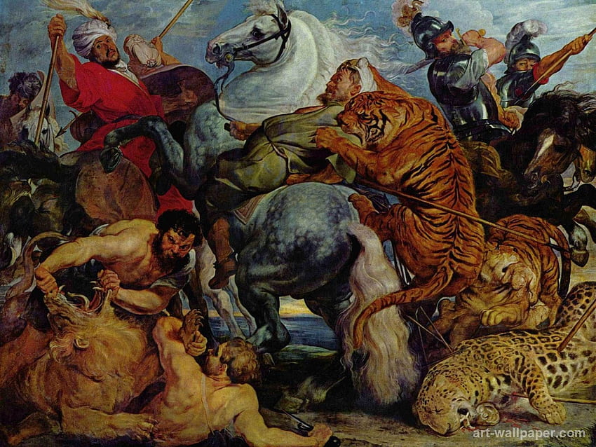 Reubens polowanie na tygrysa. Polowanie na tygrysy i lwy, Rubens Tapeta HD