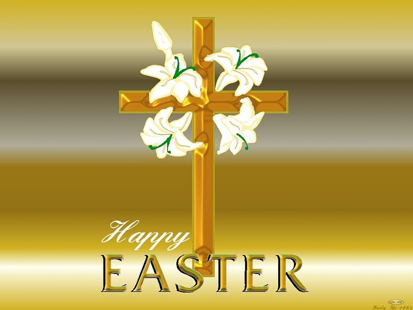Paskalya altın haçı, tanrı, soyut, çapraz, çiçek, İsa, mesih HD duvar kağıdı