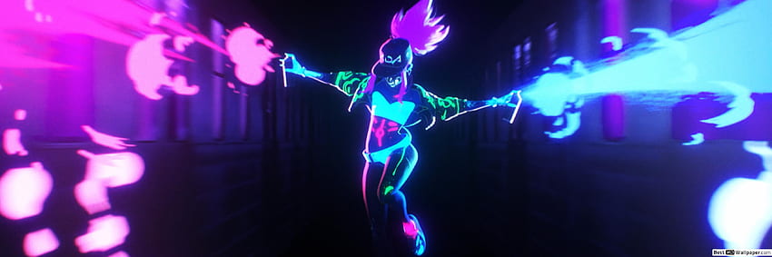 LOL League Of Legends - K DA Akali Neon, Neon Dual Monitor HD-Hintergrundbild