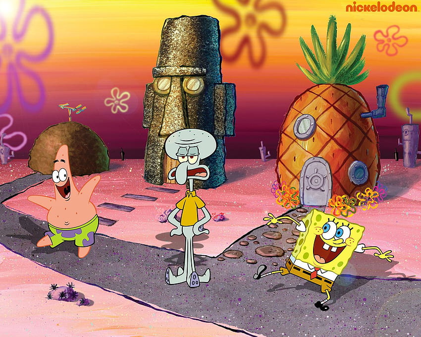 Spongebob, Patrick and Squidward - patrick star (spongebob), Spongebob House HD wallpaper