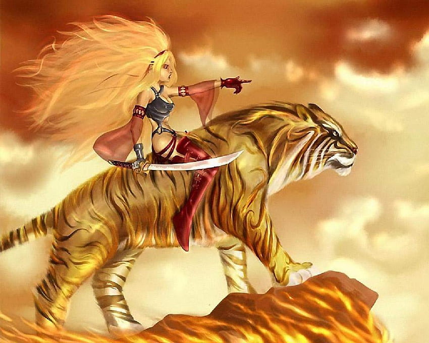 anime girl tiger warrior