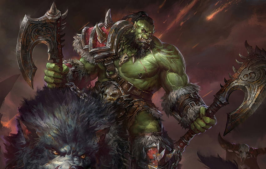 WoW, Orc, world of warcraft, MMORPG, Blizzard Entertainment, orc, Grommash Hellscream, jeremy chong for , section игры HD wallpaper