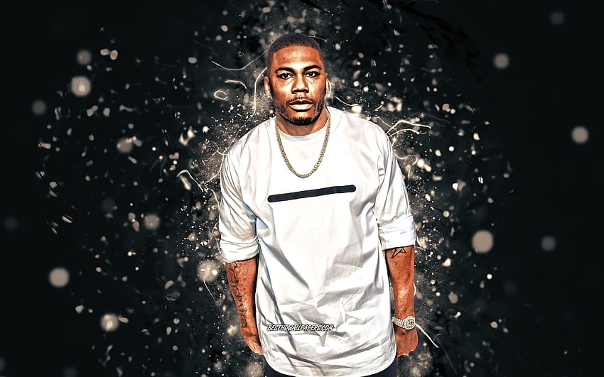 Nelly, 2020, rapper amerika, lampu neon putih, , bintang musik, Cornell Iral Haynes Jr, selebritas amerika, Nelly untuk dengan resolusi . Kualitas tinggi Wallpaper HD