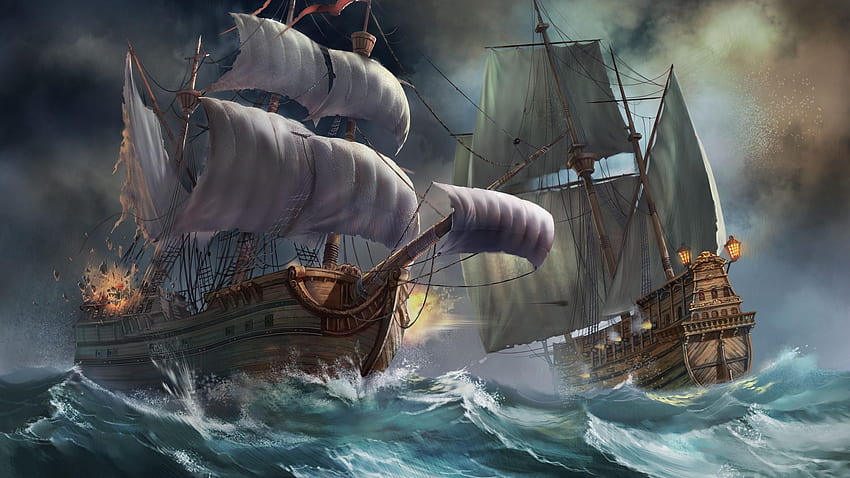 Ships, Sea, Storm, Explosion Mac iMac 27 Background. Sailing ships, Water illustration, Sailing, Sailboat Storm HD wallpaper