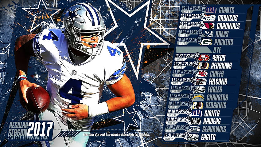 Dallas Cowboys Schedule For 2017 Printable Schedule - Prescott Dallas Cowboys, Dallas Cowboys Players HD wallpaper