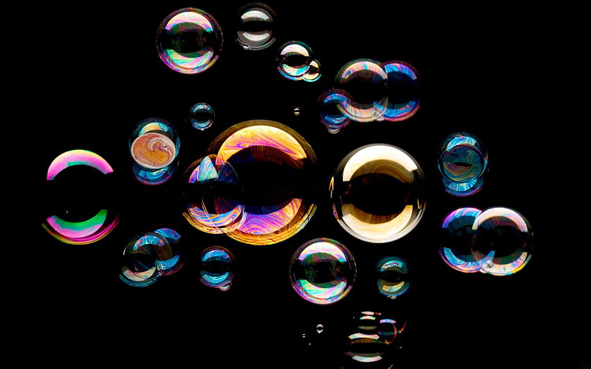 Soap Bubbles Dark Background HD wallpaper
