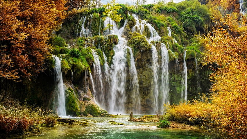 Cachoeiras, Parque Nacional dos Lagos Plitvice, Croácia, Natureza,. para iPhone, Android, celular e papel de parede HD