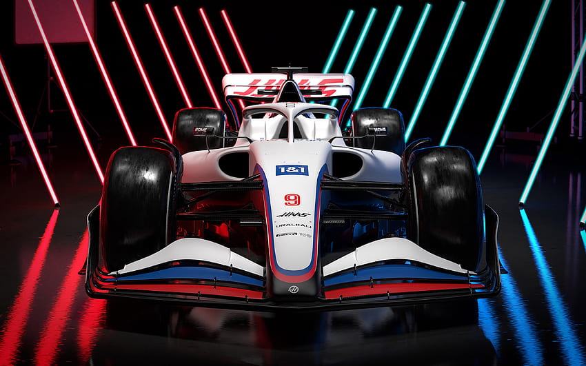 2022, Haas VF-22, Formuła 1 2022, Samochód F1, , widok z przodu, powierzchowność, Formuła 1, VF-22 2022, samochód wyścigowy, Haas F1 Team Tapeta HD