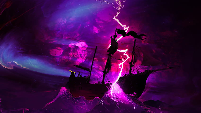Storm In Ocean ラップトップ フル , , 背景, そして, Pink Storm 高画質の壁紙