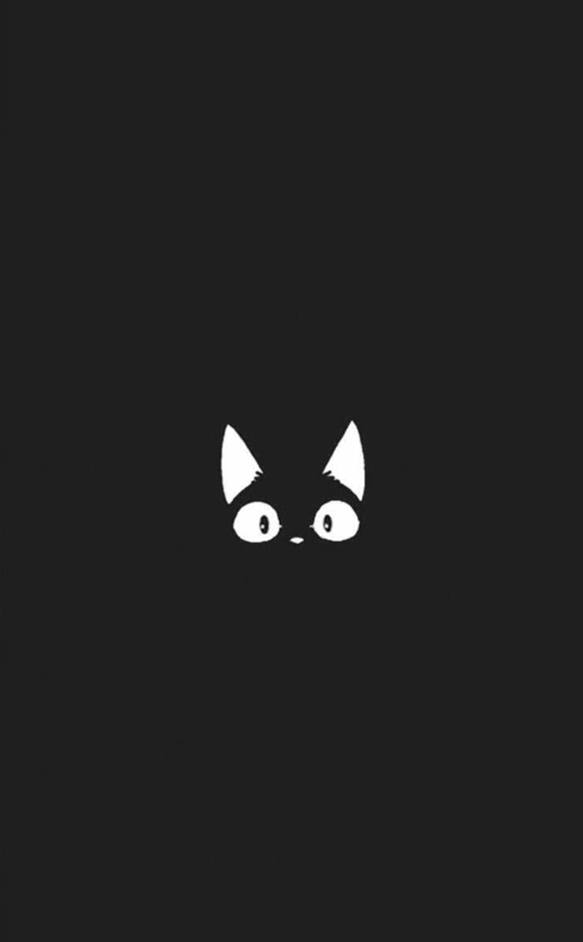 Lindo negro, gato negro kawaii fondo de pantalla del teléfono