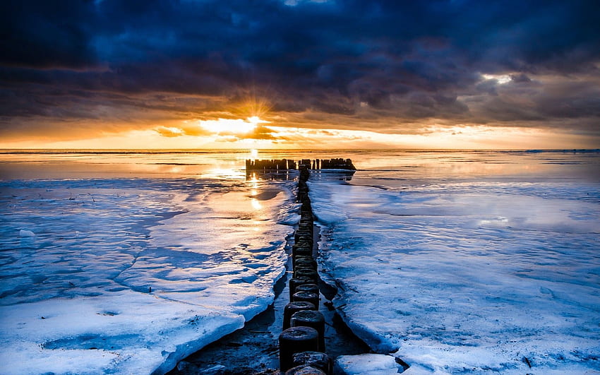 Nature, Winter Ice, Sunrise, Water Scenery HD wallpaper | Pxfuel