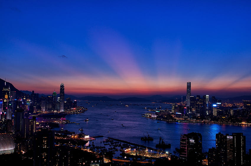 Miasta, Miasto nocą, Drapacze chmur, Hong Kong, Hong Kong S.a.r Tapeta HD