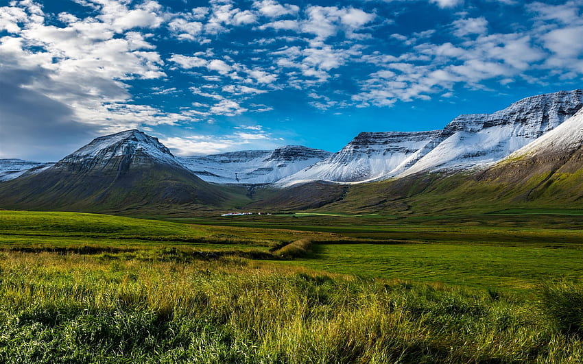 Iceland, mountains, clouds, sky, meadows, summer for with resolution . High Quality HD wallpaper