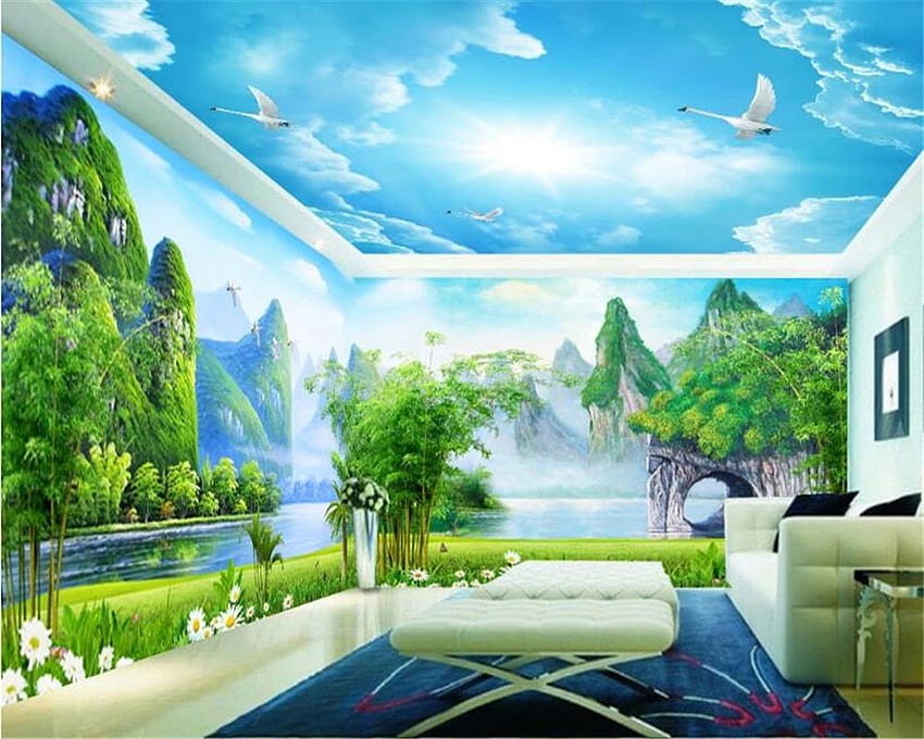 Beibehang Huge beautiful aesthetic indoor landscape decoration wal lpaper  personality full house TV background 3D . HD wallpaper | Pxfuel