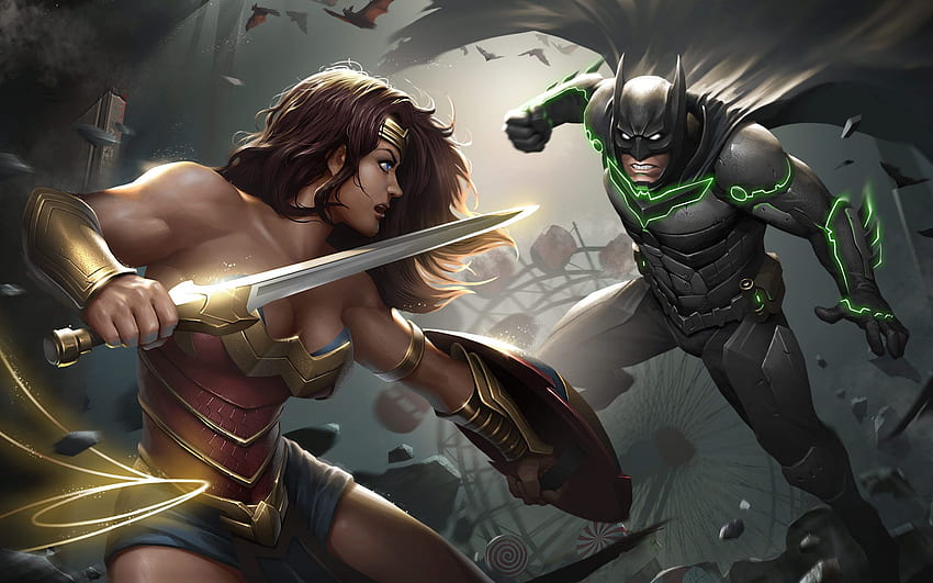 Injustice 2, Video Game, Wonder Woman, Batman HD wallpaper