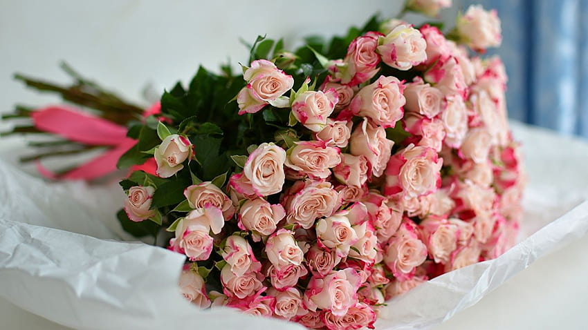 Bukiety róży Kolor różowy kwiat, Bukiet kwiatów Tapeta HD