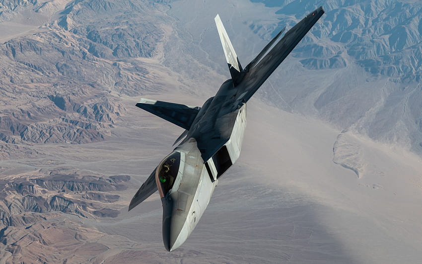 Lockheed Boeing F-22 Raptor, เครื่องบินทิ้งระเบิดอเมริกัน, F-22 บนท้องฟ้า, กองทัพอากาศสหรัฐ, เครื่องบินรบ, เครื่องบินทหารอเมริกัน วอลล์เปเปอร์ HD