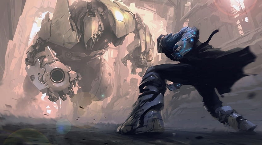Fantasy, Robots, Battle, Iron, Cyborgs HD wallpaper