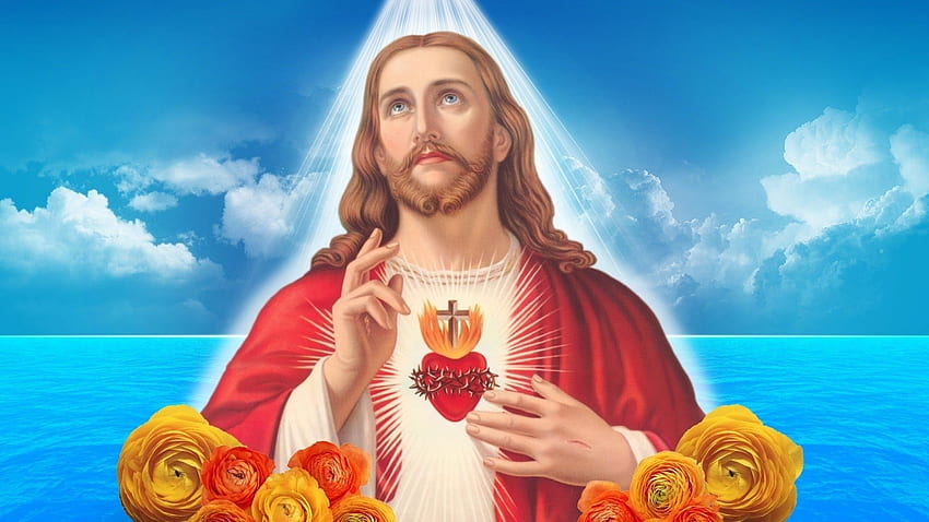 Christus des Heiligsten Herzens Jesu. Hintergrund., Katholischer Jesus HD-Hintergrundbild