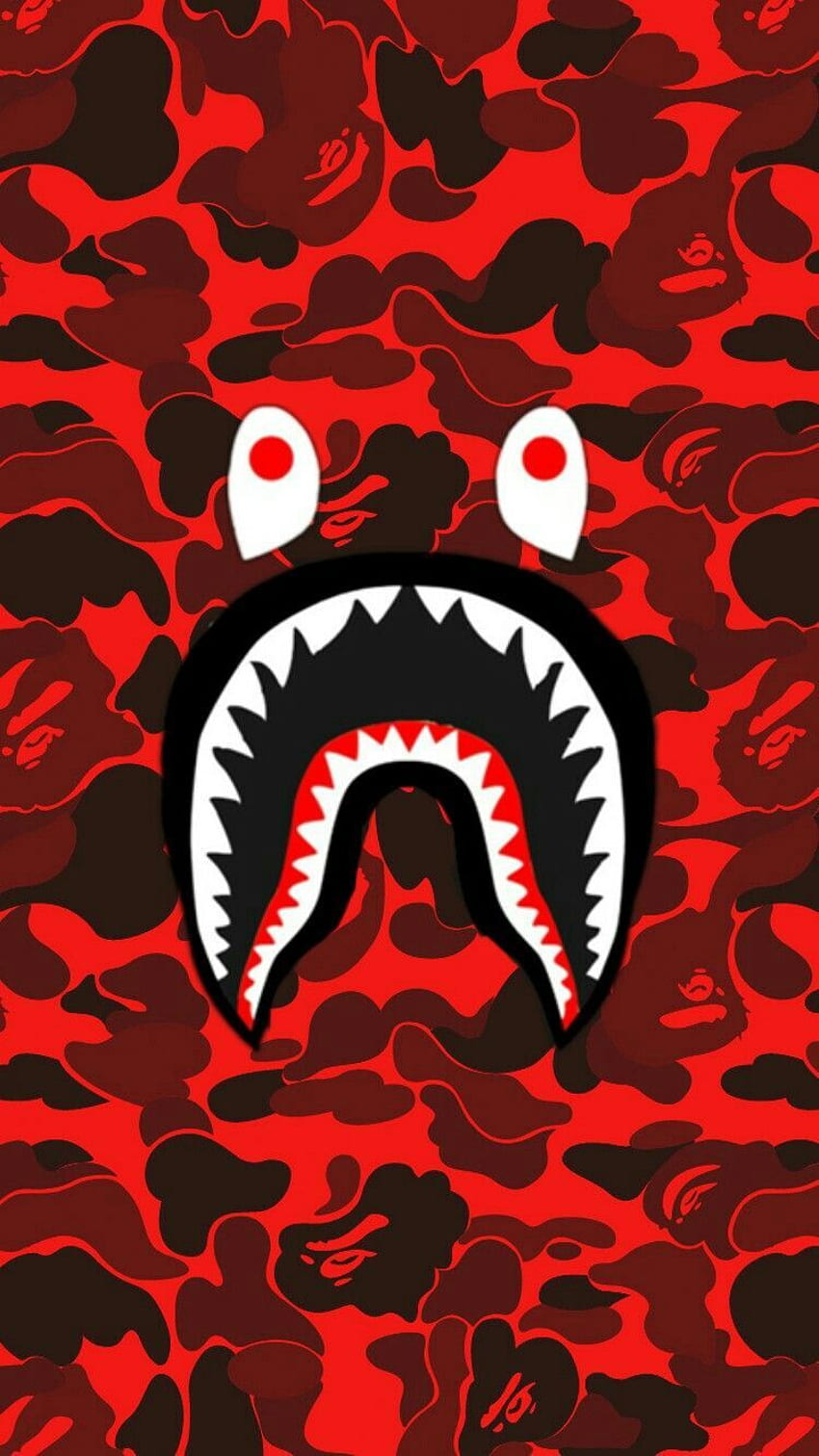 Bape Shark Gesicht rot camo. Bape, Bape iPhone, Camo, Supreme BAPE iPhone HD-Handy-Hintergrundbild