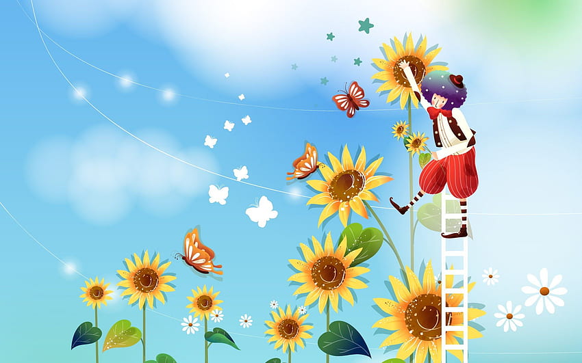 Sunflower Animated, Cute Cartoon Sunflower HD wallpaper | Pxfuel