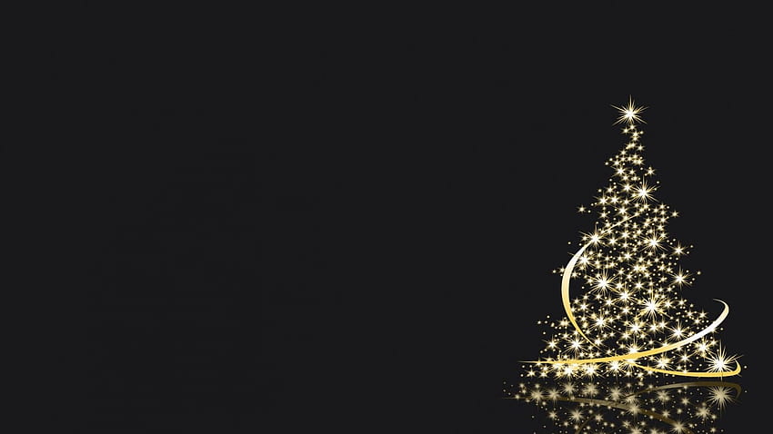 Glittering Christmas Tree In Black Background Christmas ., Black and Gold Christmas HD wallpaper