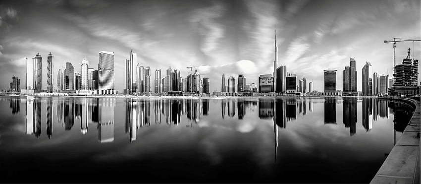 Dubai- Business Bay :, Dubai Black and White HD wallpaper