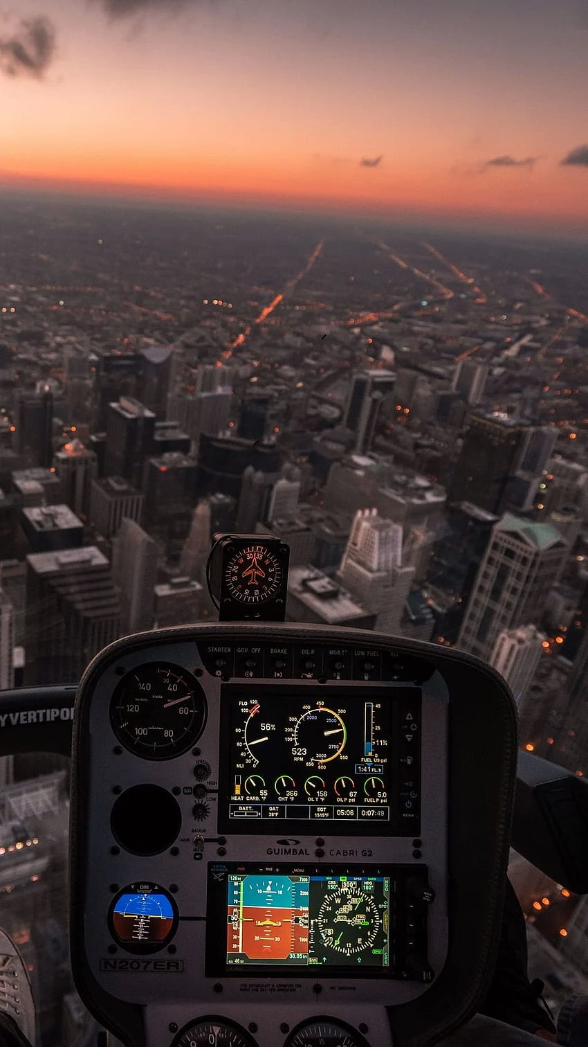 aircraft, aviation, aerial view, city, Aviation Cockpit HD phone wallpaper