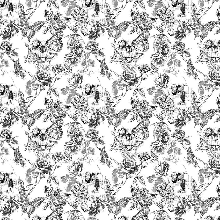 Skull Roses oleh Graham & Brown - Hitam / Putih - : Langsung, Mawar dan Tengkorak wallpaper ponsel HD