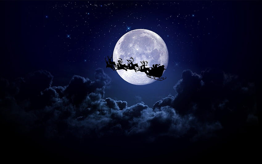 Fly with Santa to the moon. HD wallpaper