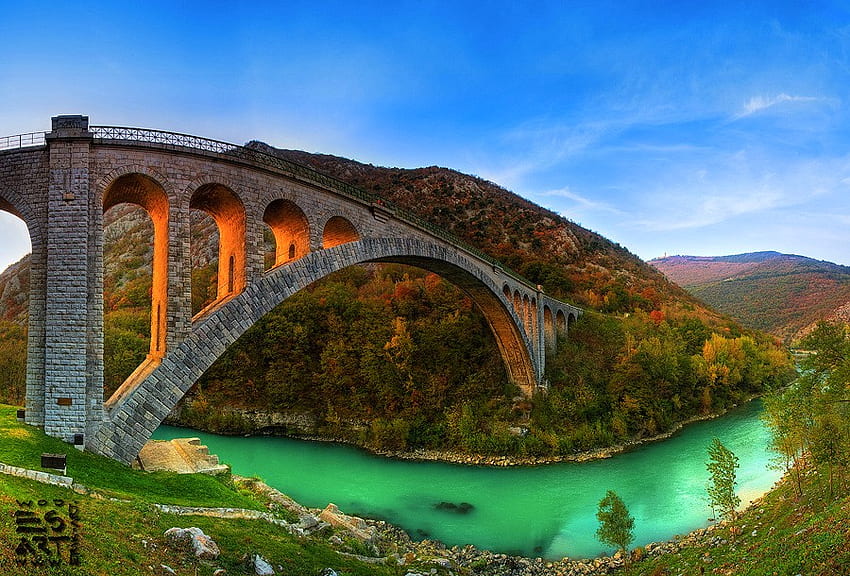 Brücke am Fluss, schön HD-Hintergrundbild