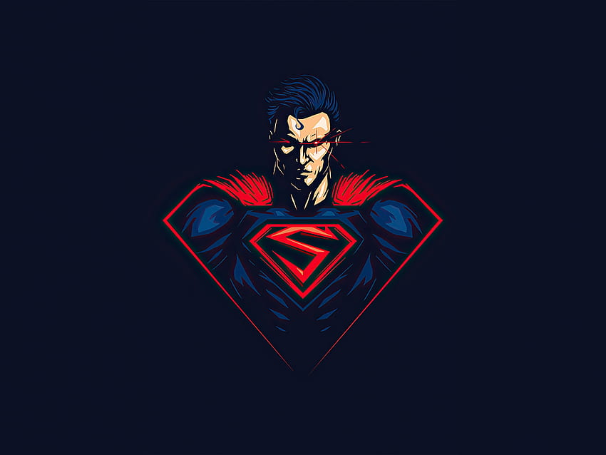 スーパーマン赤目ミニマリズム 高画質の壁紙