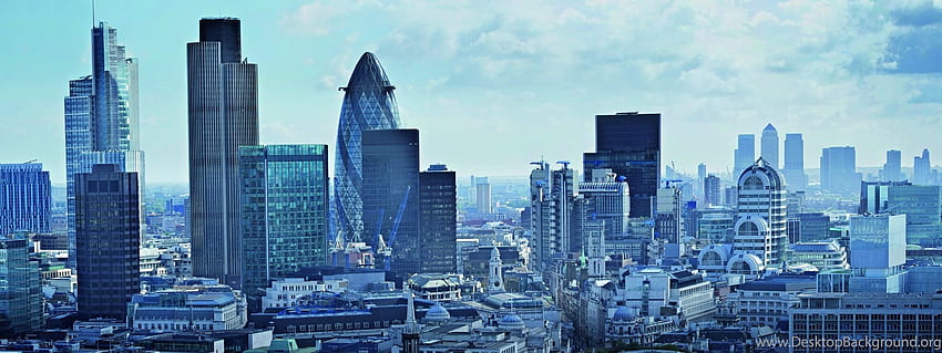 Londra'nın güzel silueti kırpıldı1 Arka Plan, Londra İkili Monitör HD duvar kağıdı