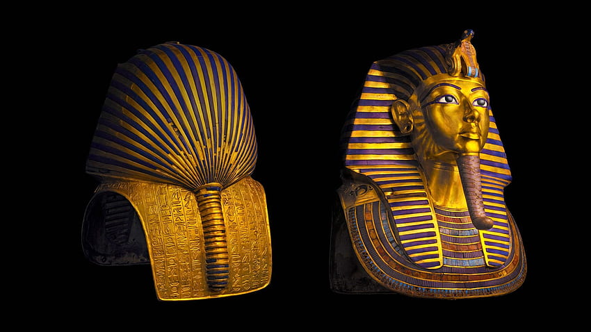 エジプト、カイロ博物館、ファラオ、ツタンカーメンのマスク、黒 高画質の壁紙