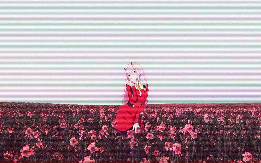 Anime girls, glitch art, flower, Darling in the FranXX, Zero Two (Darling in the FranXX) • For You For & Mobile, Zero Two Aesthetic HD wallpaper