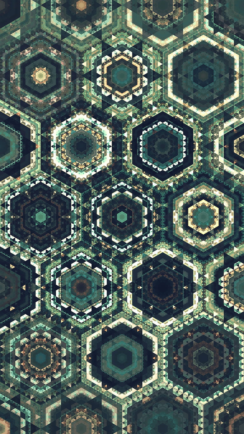 Fractal, triangular, hexagonal pattern, abstract HD phone wallpaper