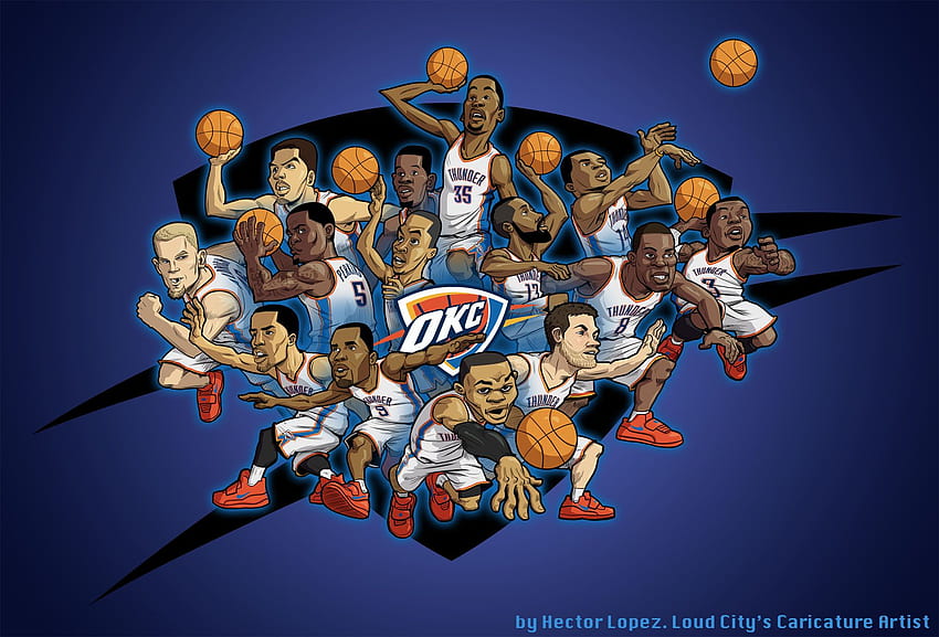 OKLAHOMA CITY THUNDER バスケットボール nba r ., Basketball Cartoon 高画質の壁紙