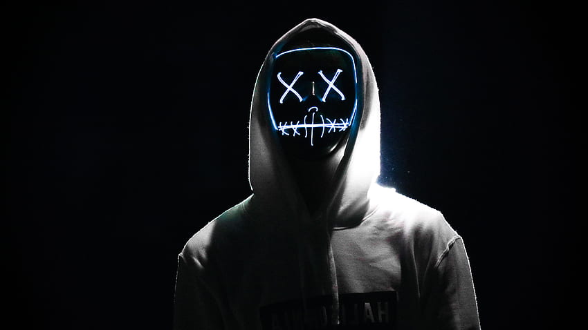 Човек, LED маска, Допинг, Нощ, Анонимен, , Ултра HD тапет