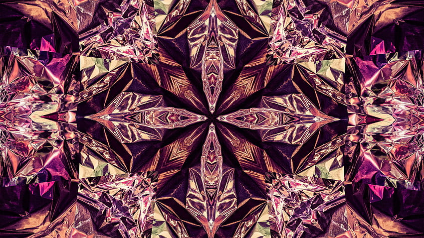Kaleidoscope, Shapes, Pattern, Abstraction, Purple, Green, Art Abstract HD wallpaper