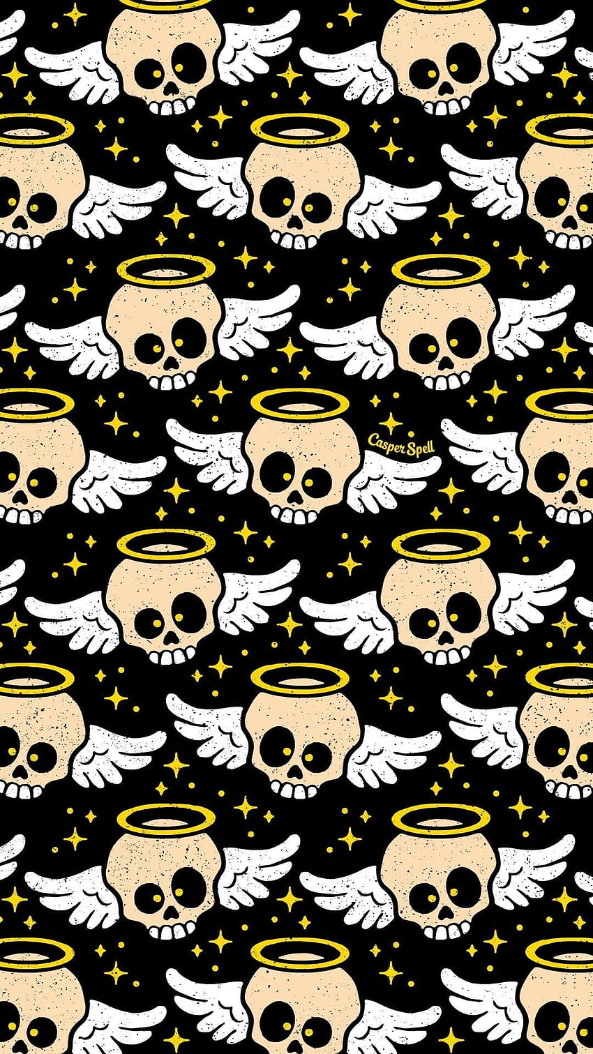 Angel Skull Skulls Macabre Spooky Creepy - Cute Scary Halloween Background HD phone wallpaper