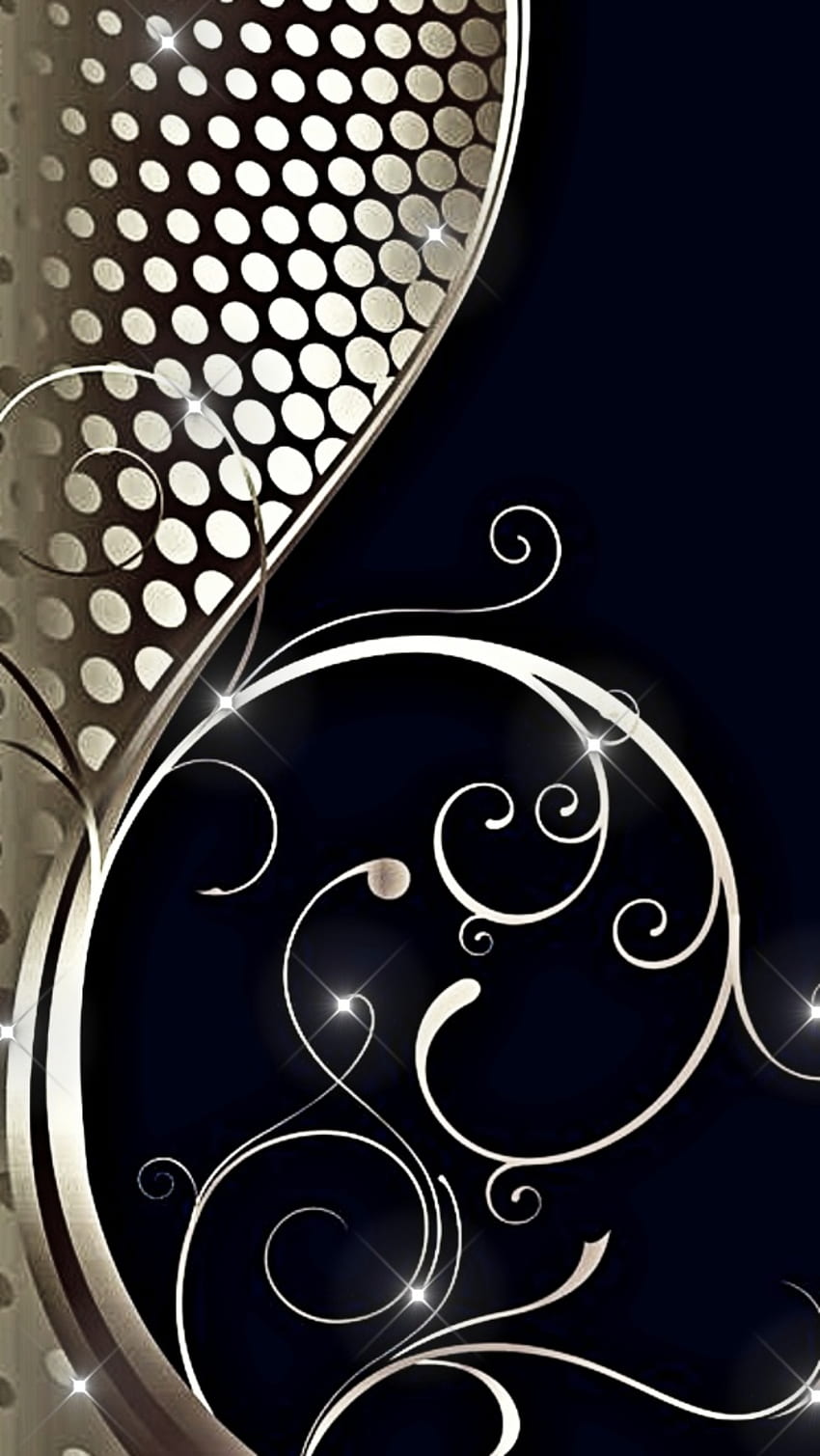Gold schwarz abstrakt 3d, Wellen, Kunst, Kurven, Symmetrie, Formen, Textur, golden, Muster, Grafik, glatt HD-Handy-Hintergrundbild