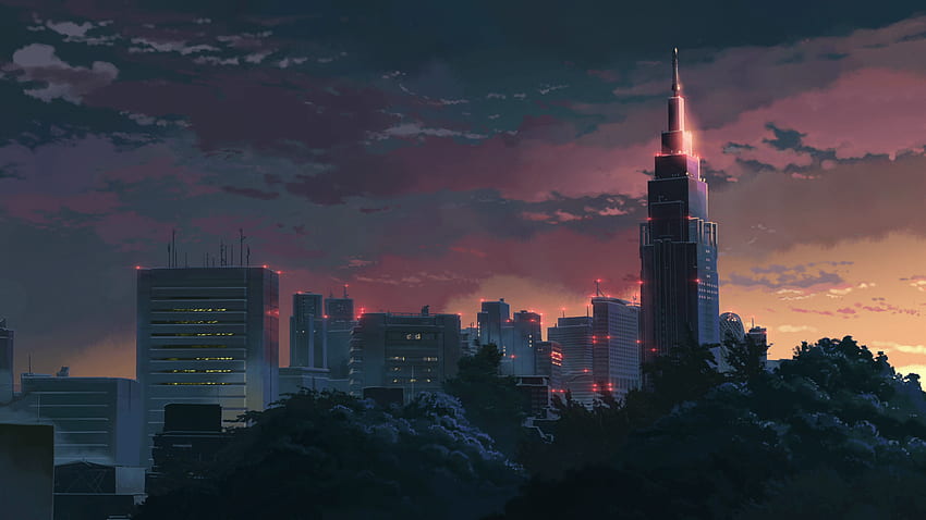 Makoto Shinkai O Jardim das Palavras, Anime City Cenário papel de parede HD