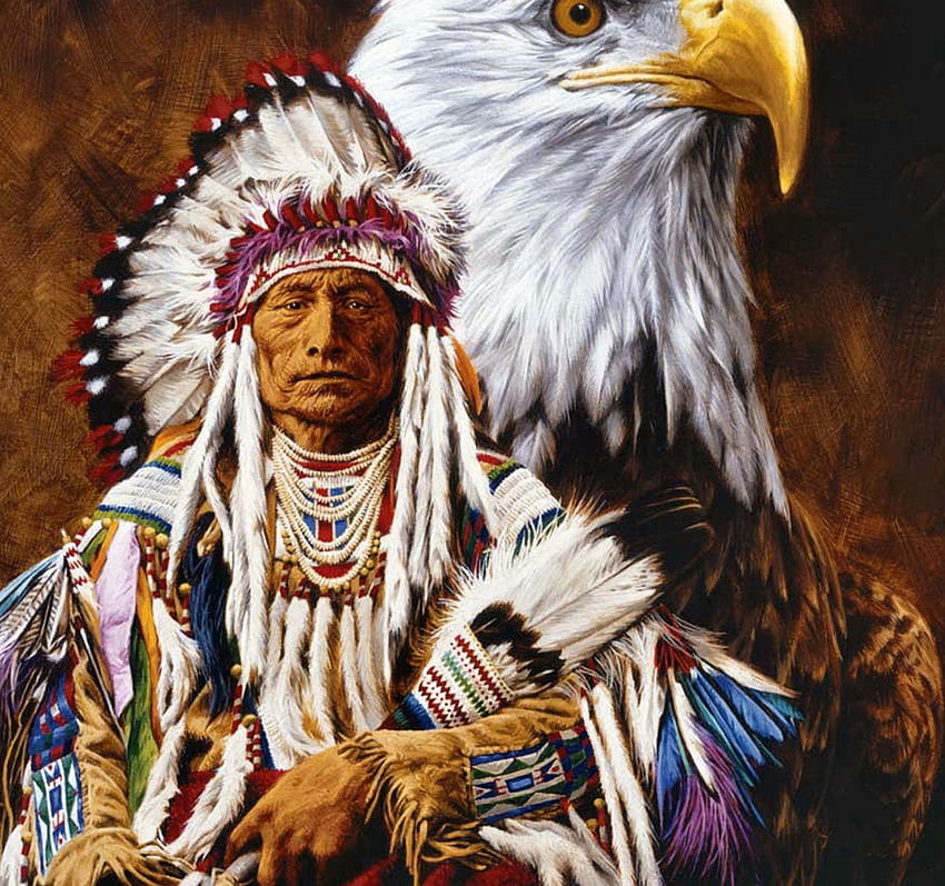 Spirit of the Eagle FC, opere d'arte, nativi americani, schermo panoramico, aquila, pittura, arte, bellissimo, illustrazione Sfondo HD