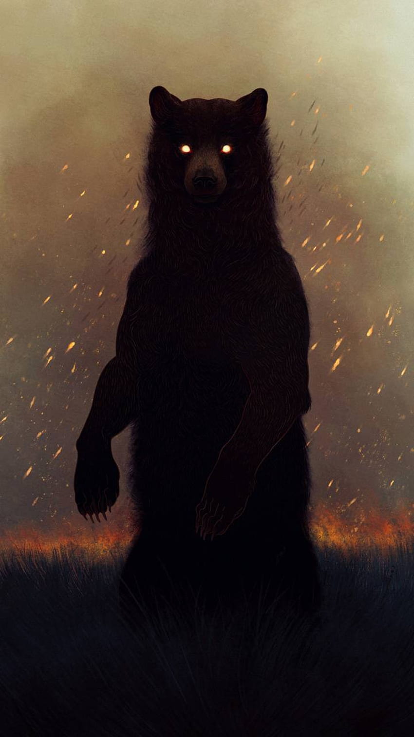 Demon bear, Fire Bear HD phone wallpaper