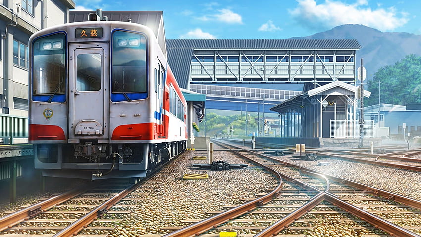 Anime Bahnhof, Eisenbahn, Wolken, Städtisch HD-Hintergrundbild