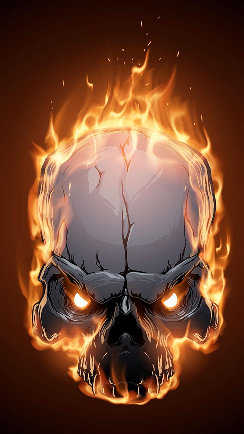 Teschi di fuoco dal vivo per Android, Skull On Fire Sfondo del telefono HD