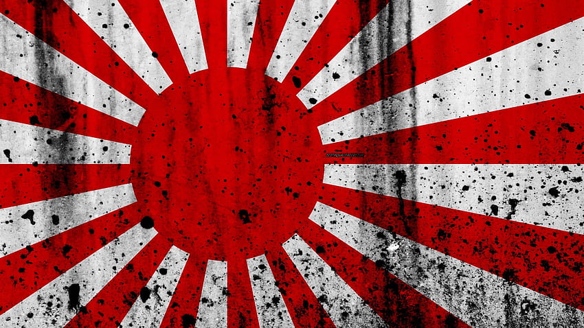 Знаме на изгряващото слънце, гръндж, каменна текстура, флаг на JMSDF, японска текстура HD тапет