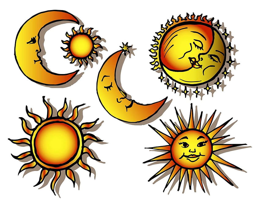 イラスト、体積セット、月と太陽のシンボル、テキスタイル用 4748483 Vector Art at Vecteezy, Sun Illustration 高画質の壁紙