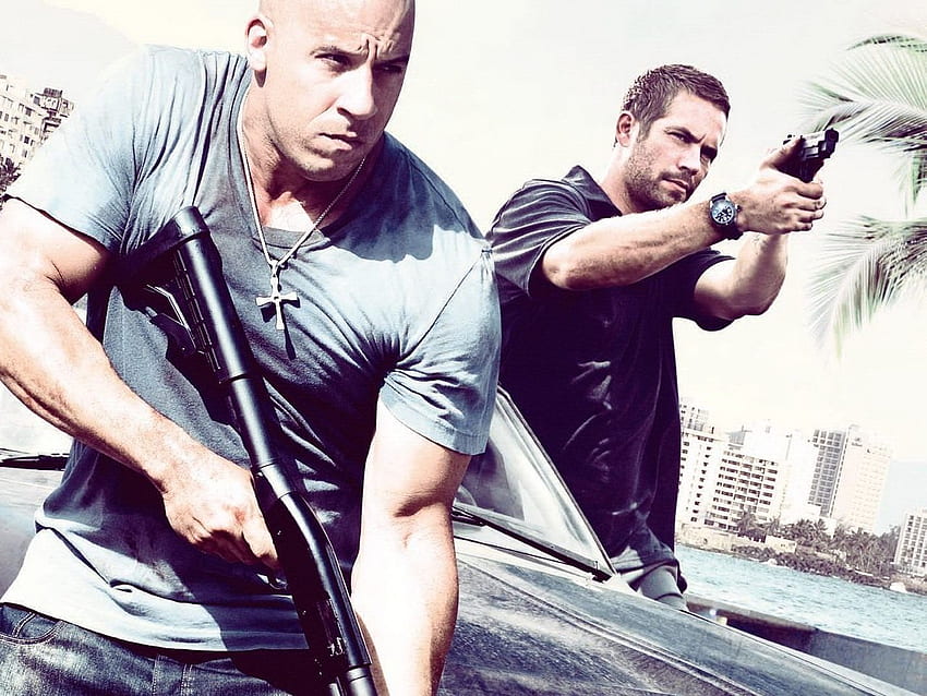 Paul Walker and Dwanye Johnson wearing Richemont timepieces in 'Fast Five', Paul Walker Fast and Furious HD wallpaper