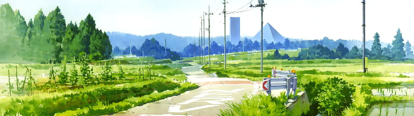 Anime Scenery Dual Screen Wallpaper | 3840x1080 | ID:53498 -  WallpaperVortex.com